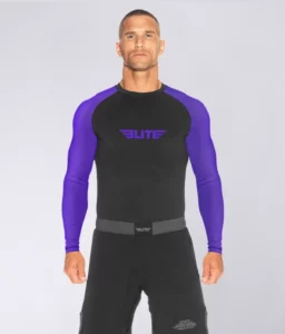 Elite Sports Rash Guard Mens Long Sleeve Purple