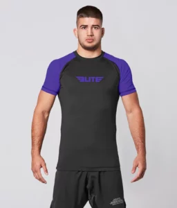 Elite Sports Rash Guard Mens Short Sleeve Purple