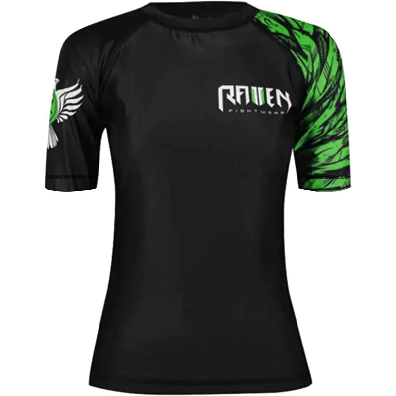 Raven Fightwear Women's BJJ Rash Guard Green Short Sleeve