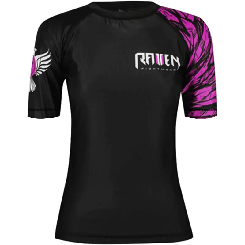Raven Fightwear Women's BJJ Rash Guard Pink Short Sleeve